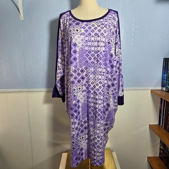 Cuddl Duds Comfort Code 1X Purple Floral Longsleeve Super Soft Nightgown - Picture 1 of 11